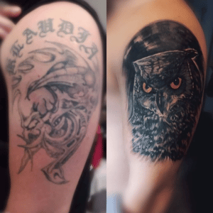 Cover up tattoo na ramieniu