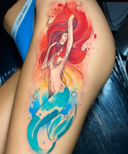 tatuaż watercolor syrena