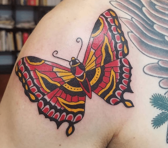 Kolorowy tatuaż motyl wzór