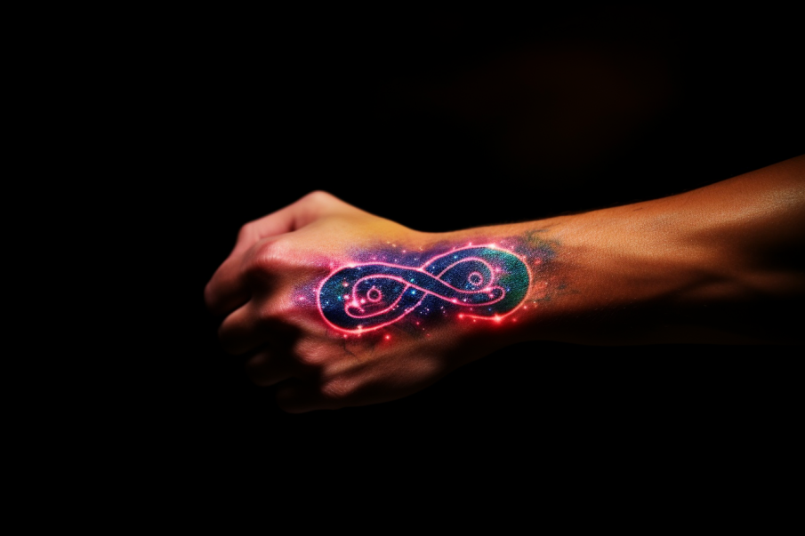 Kosmiczny motyw tatuażu nieskończoności