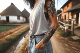 Kobieta z tatuażem gwiazdą na ramieniu
