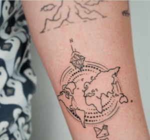 Tatuaż kierunki świata męski