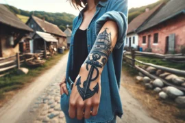 Kobieta z tatuażem kotwica na nadgarstku
