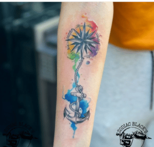 Tatuaż kotwica kolorowy