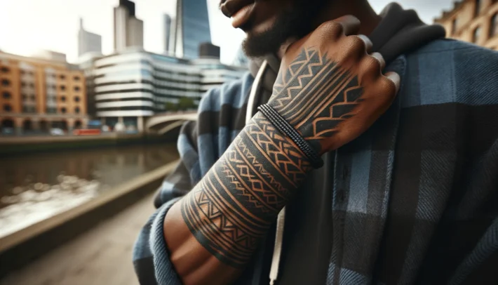Tatuaż na nadgarstku męskim