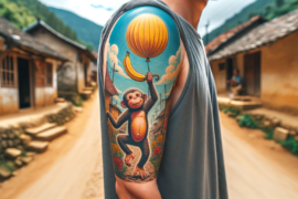 Tatuaż małpki na przedramieniu