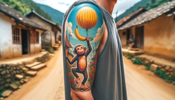 Tatuaż małpki na przedramieniu