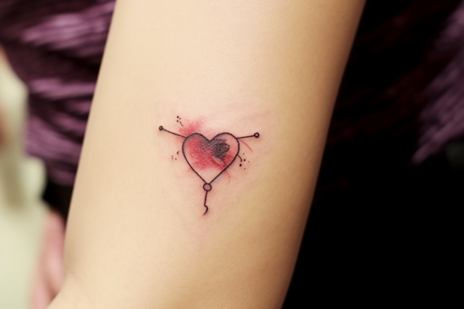 Malutki tatuaż w formie serduszka idealnie pasuje na tatuaż dla par