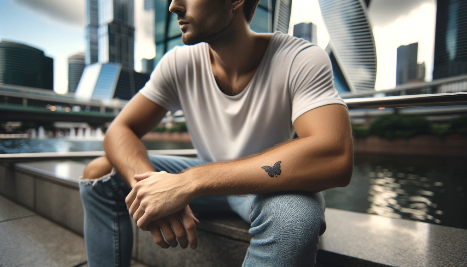 Tatuaż malutki na ręce męskiej