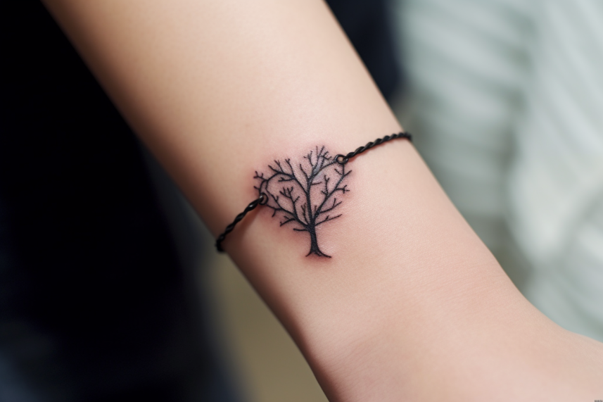 Tatuaż drzewo, którego konary tworzą kształt serca