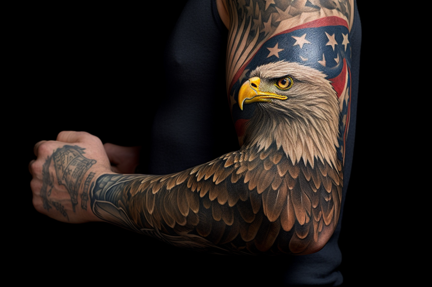 Tatuaż rękaw patriotyczny Amerykański