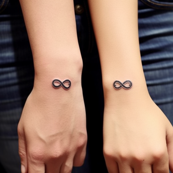 Dwa małe tatuaże z malutkimi znakami nieskończoności