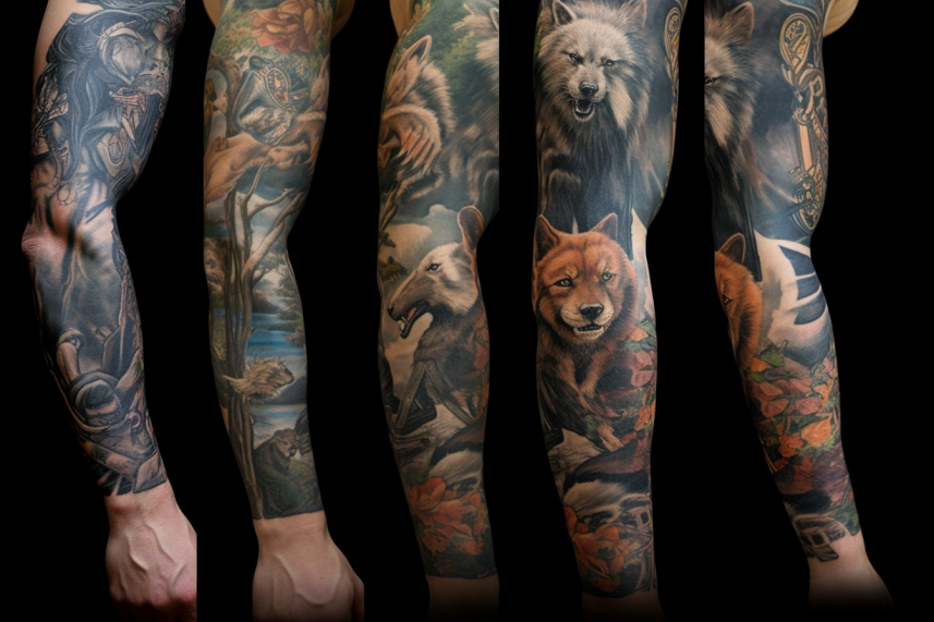 Kolorowe dzikie zwierzęta w formie tatuażu