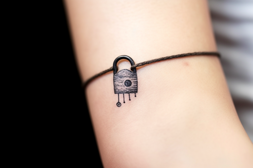 Tatuaż w kształcie małej kłódki