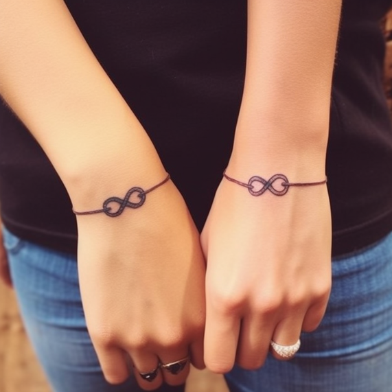 Tatuaże pary symbol nieskończoności na nadgarstkach