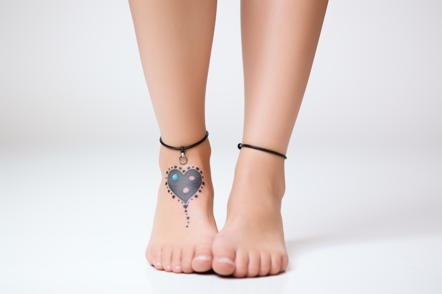 Tatuaż na stopie w kształcie serca
