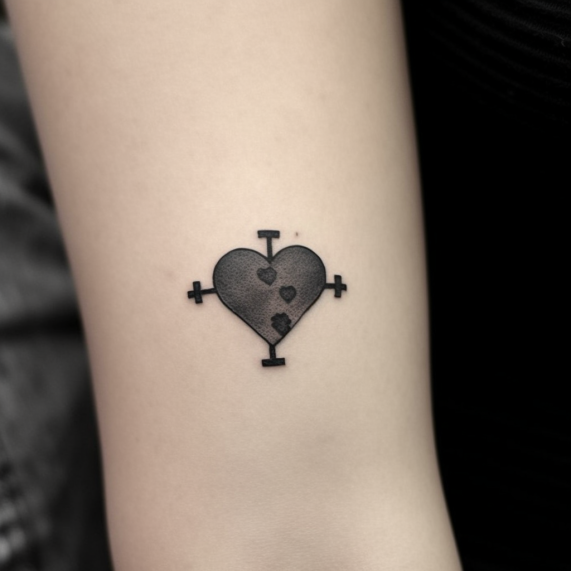 Czarny tatuaż w kształcie serca
