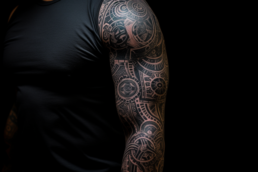 Tatuaż rękaw biomechaniczny