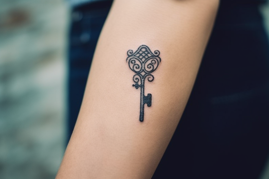 Dekoracyjny tatuaż w kształcie klucza