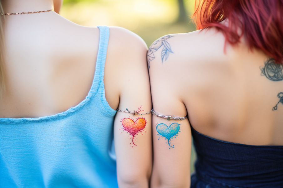 Tatuaże przyjaźni w kształcie serca jako znak wielkiej miłości