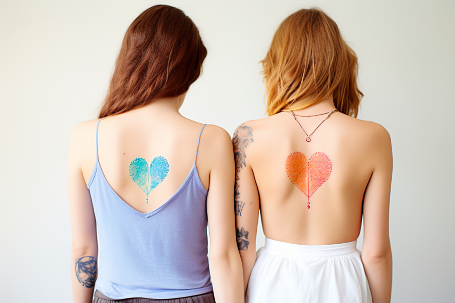 Tatuaże w kształcie serca reprezentujące przyjaźń