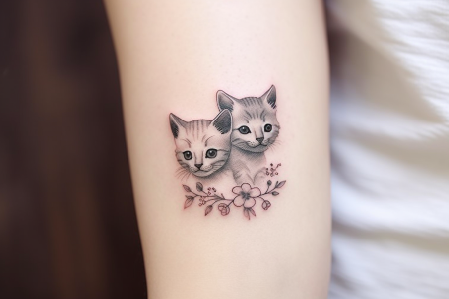 Tatuaż dwóch kotków jako znak przyjaźni