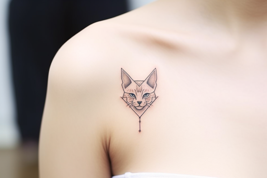 Mały tatuaż przedstawiający kota