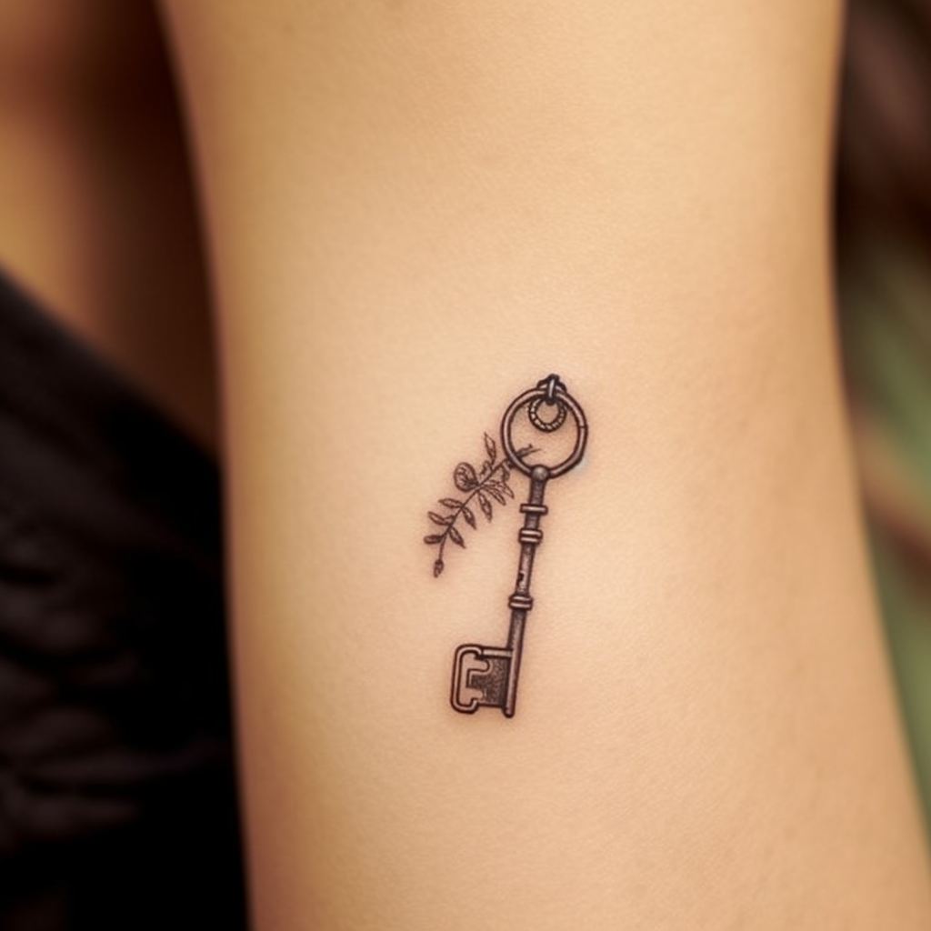 Tatuaż klucz na przedramieniu