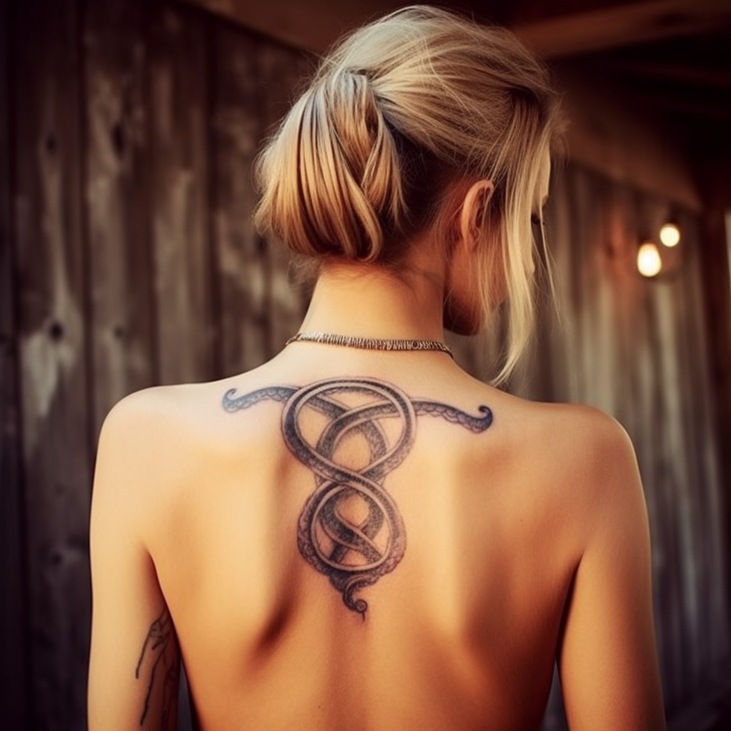 Kobieta z tatuażem nieskończoności z motywem ośmiornicy