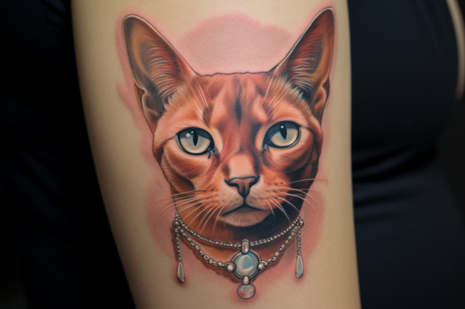 Kot rasowy koloru rudego na przedramieniu kobiety