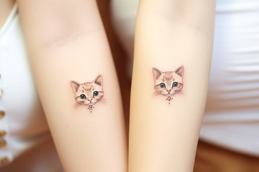 Kotki jako tatuaż dwóch przyjaciółek