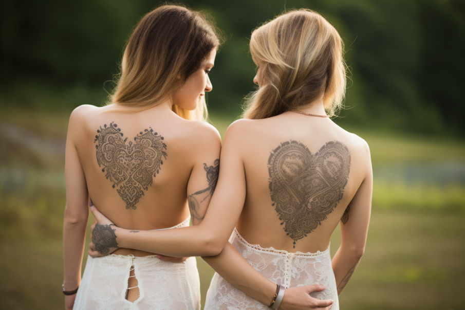 Wielkie tatuaże serca są symbolem wielkiej przyjaźni