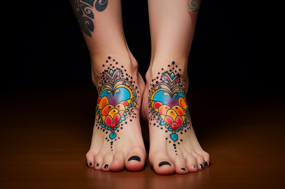 Tatuaż kolory na stopach