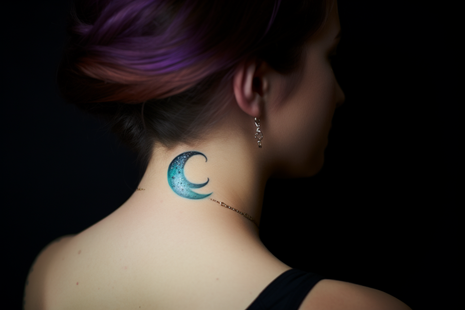 Symbol tatuażu księżyca na szyi