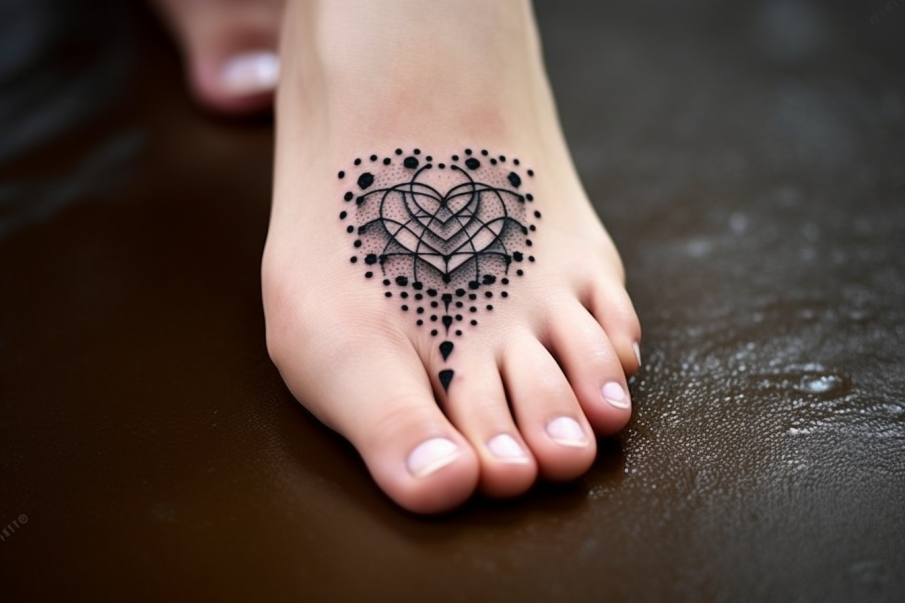 Tatuaż na stopie w kształcie serca