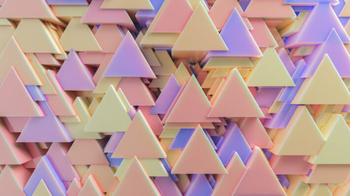 Ten wspaniały obrazek przedstawia wiele kolorowych trójkątów, tworzących dynamiczną i radosną kompozycję. Różnorodność kształtów i odcieni trójkątów nadaje obrazkowi energię i wizualne zainteresowanie. Obrazek emanuje kreatywnością i wesołością, ukazując nieograniczone możliwości, jakie można osiągnąć poprzez zestawianie i eksperymentowanie z trójkątami