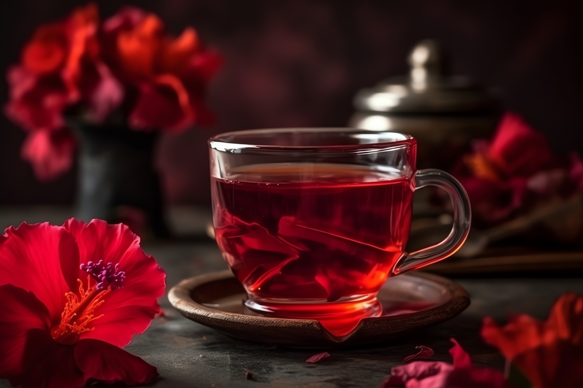 Na tym obrazku możemy zobaczyć piękną filiżankę z gorącą herbatą z dzikiej róży. Napój ma intensywny, rubinowy kolor i wspaniały aromat, który kusi zmysły. Delikatnie unosząca się para nad filiżanką tworzy atmosferę relaksu i zapowiada chwilę błogiego odprężenia przy smaku tej wyjątkowej herbaty