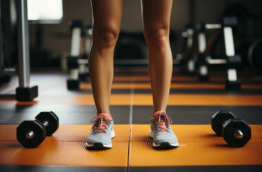 Piękne nogi kobiety, które intensywnie angażowane są podczas treningu. Widać wyraziste mięśnie