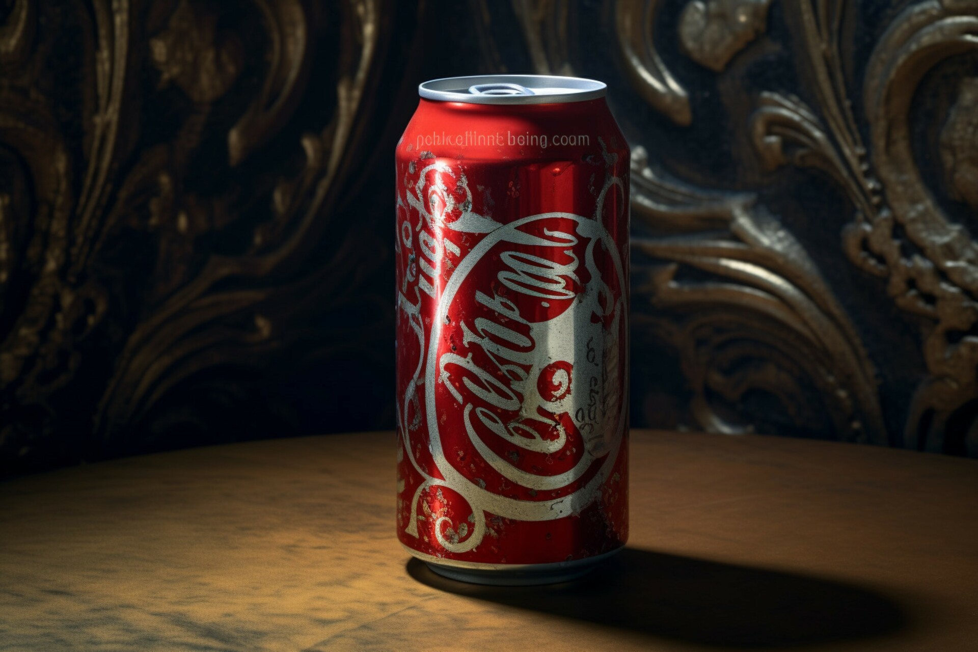 Puszka Cola Zero, ustawiona na eleganckim blacie