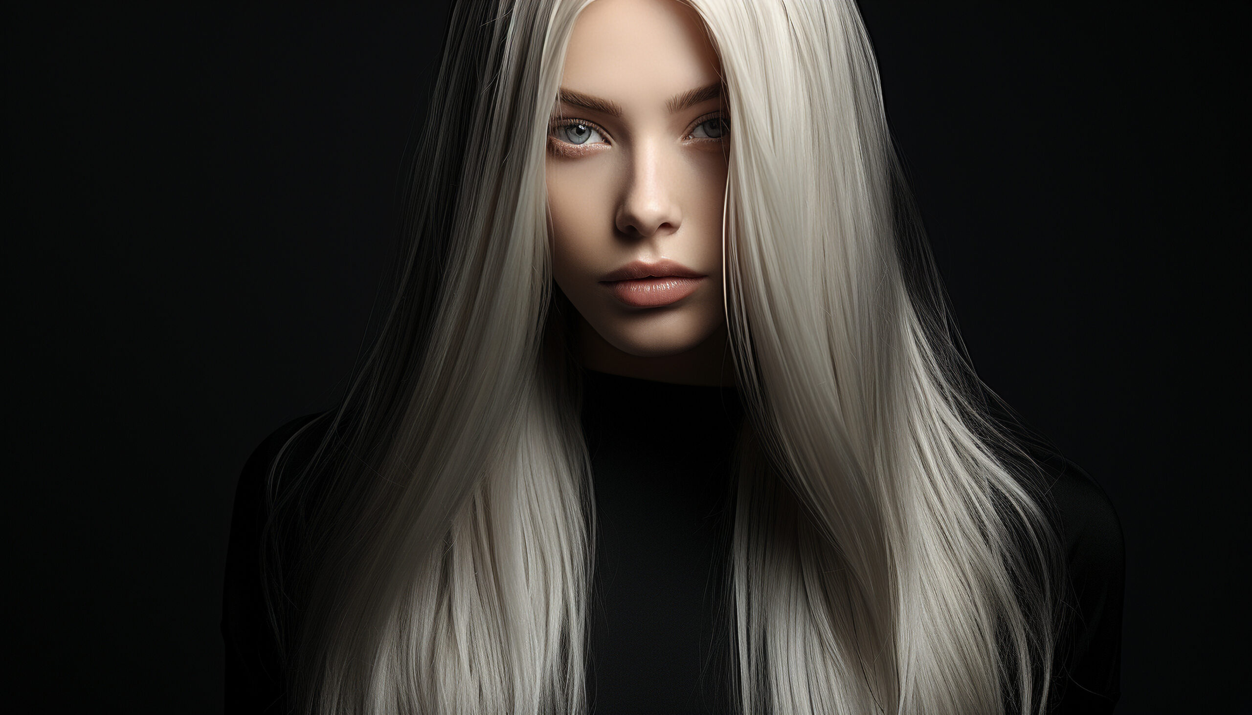 Młoda kobieta w długich białych włosach