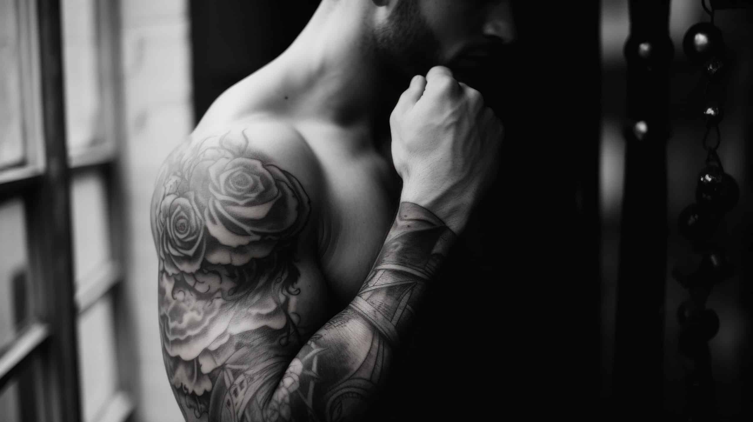 Tatuaż na bicepsie mężczyzny