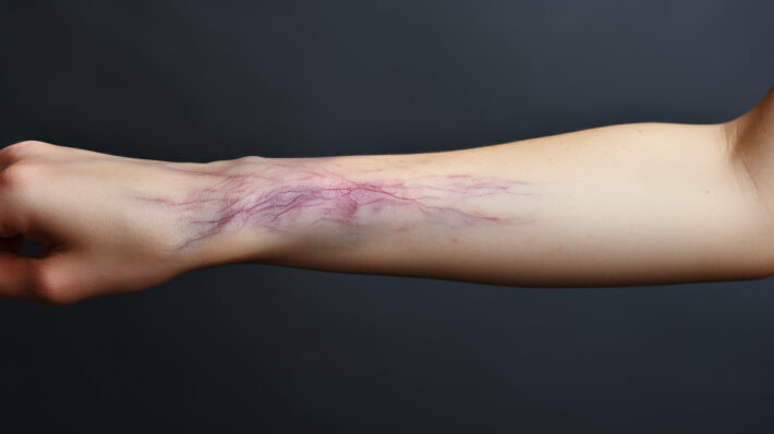 Tatuaż w formie skaryfikacja na ręce kobiety