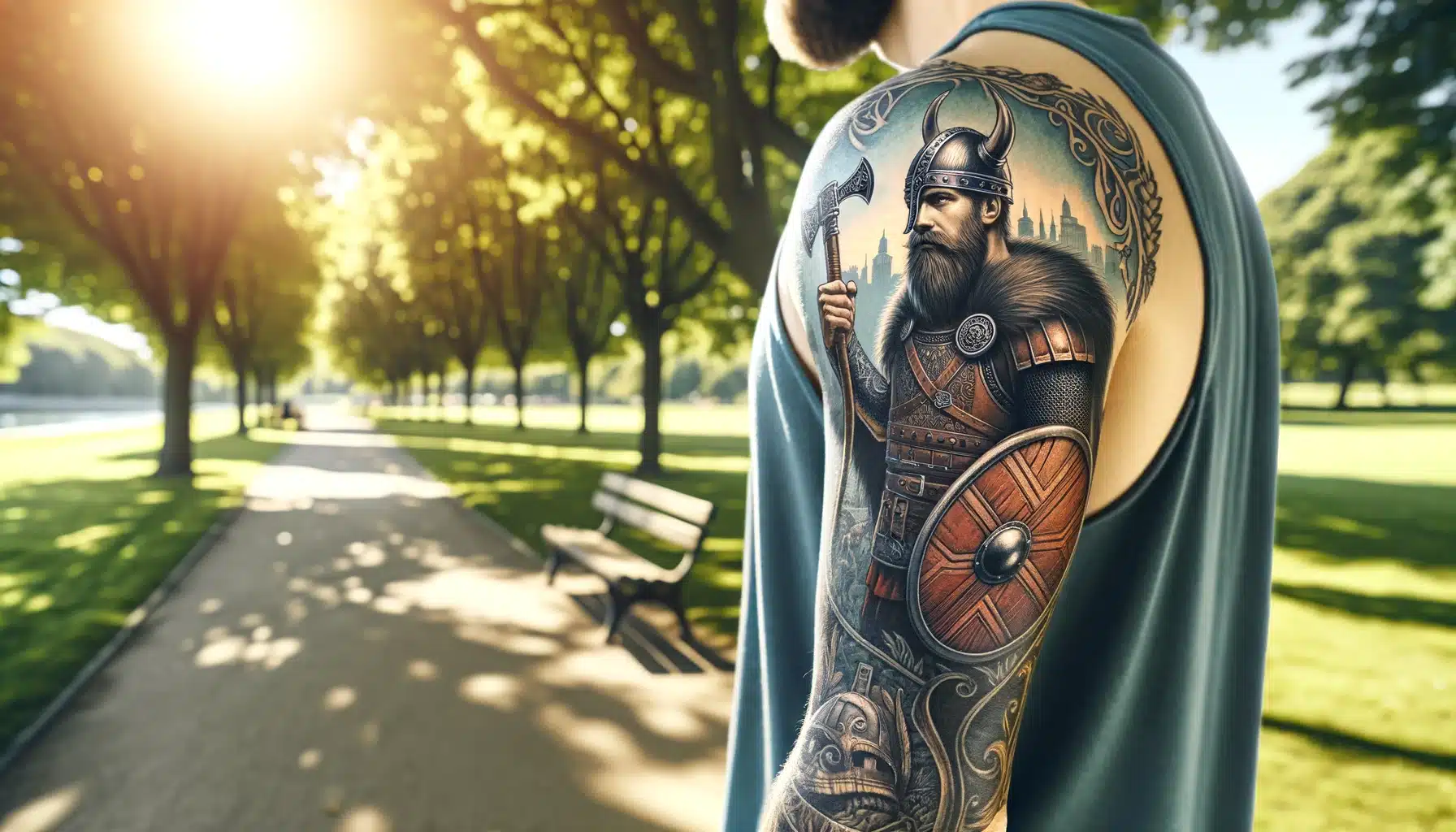 Wiking tatuaż na ręce mężczyzny